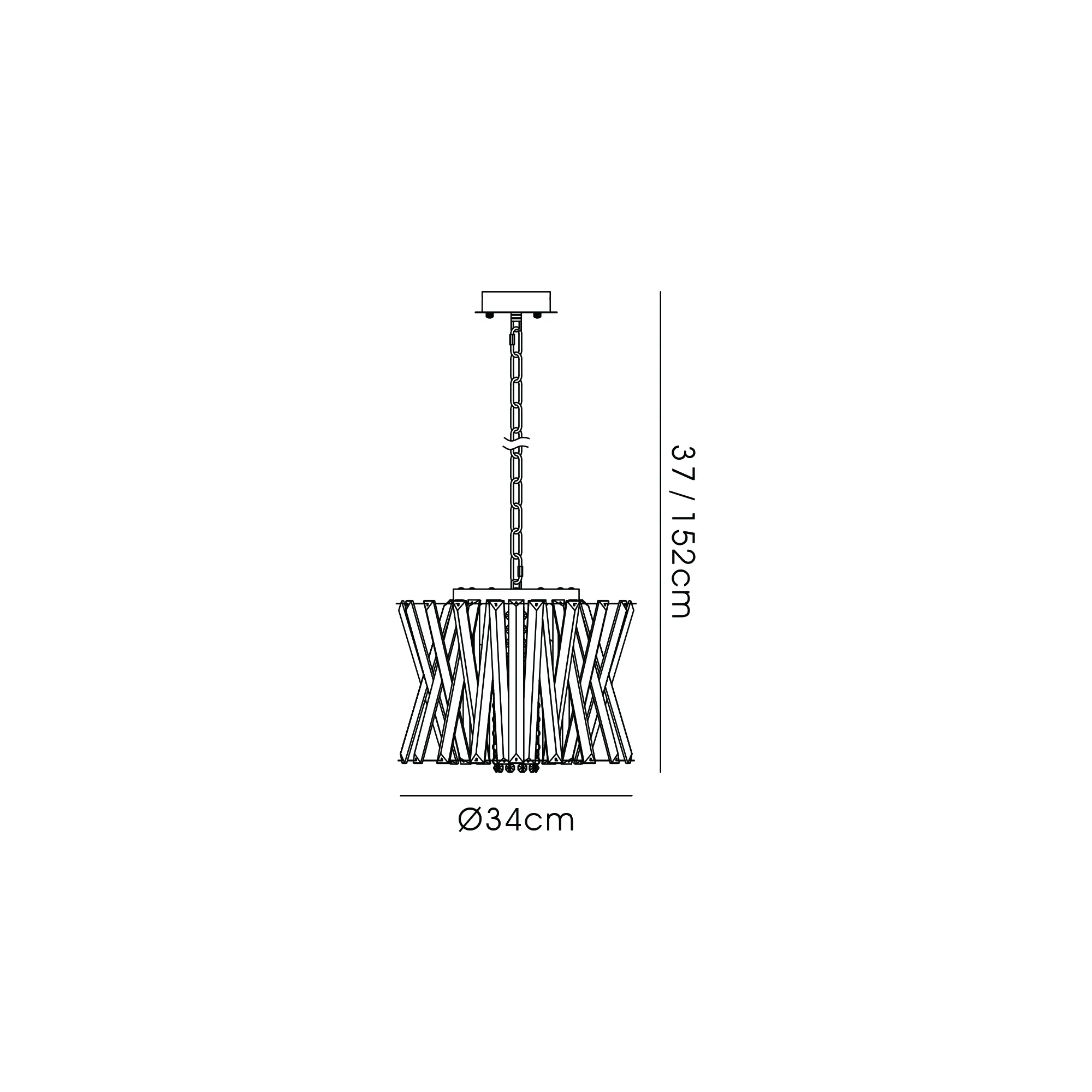 IL32944PN  Faline 34cm Round Pendant, 4 x E14, Polished Nickel/Clear